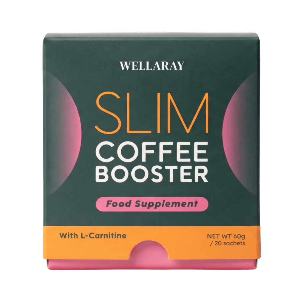 Wellaray Slim Coffee Booster, complément alimentaire en poudre, boîte de 20 sachets de 2 g